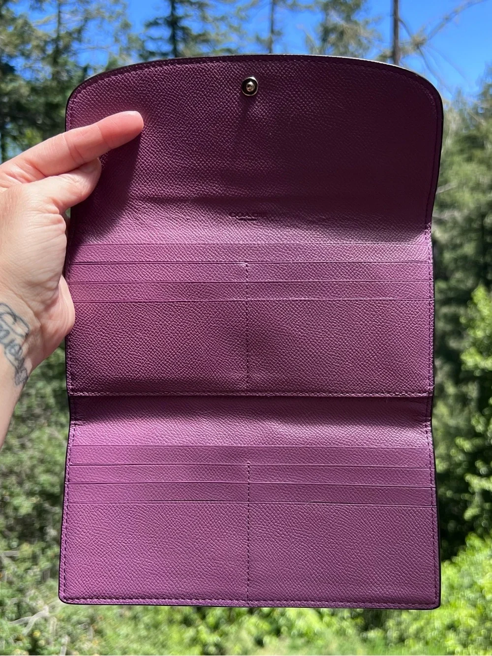 COACH Vintage Purple Leather Trifold Wallet AUTHENTIC
